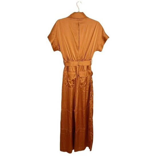 Hutch Kerrigan Satin Zipper Front Jumpsuit Copper Orange Size Small NEW - Picture 4 of 5